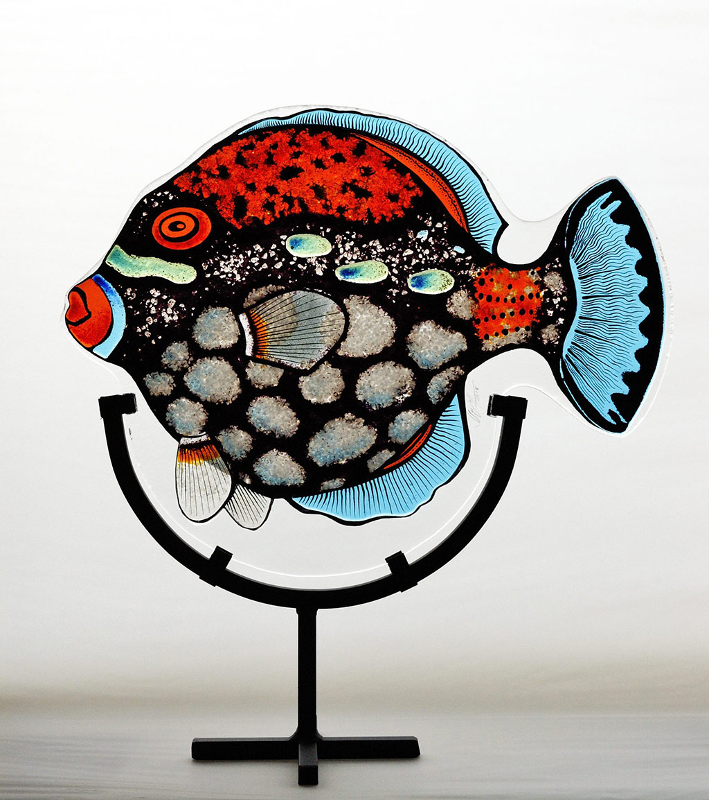 Leopardenfisch | Glasskulptur. Polychrome Schmelztechnik mit detailreicher Malerei